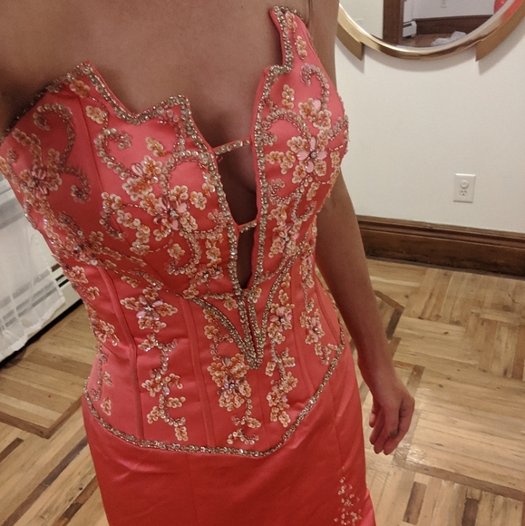 Coral Custom Prom Dress - Picture 2 of 16